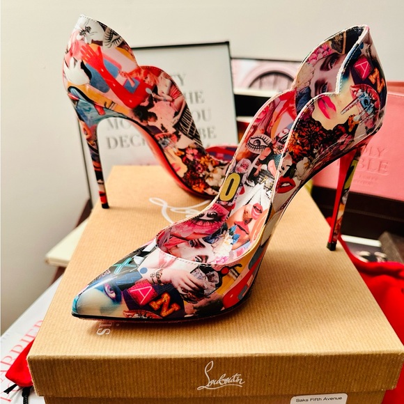 Christian Louboutin Hot Chick 100 Multi Patent 3210828 J646 W53 37.5 - Picture 3 of 8